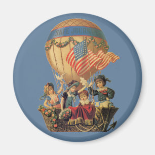 Vintage Patriotic, barn i en Luftballong Magnet