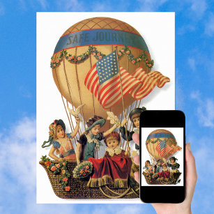 Vintage Patriotic, barn i en Luftballong Poster