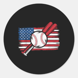 Vintage Patriotic Baseball 4 juli USA Runt Klistermärke