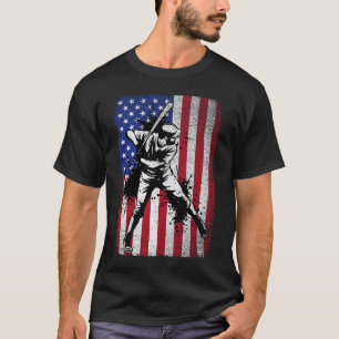 Vintage Patriotic Baseball Älskare American Flagga T Shirt