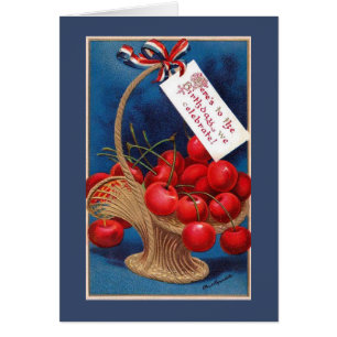 Vintage Patriotic Birthday Greeting Card Hälsningskort