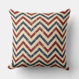 Vintage Patriotic Chevron Mönster Kudde