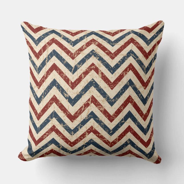 Vintage Patriotic Chevron Mönster Kudde (Framsida)