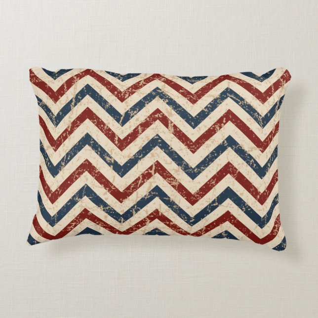Vintage Patriotic Chevron Mönster Prydnadskudde (Baksidan)