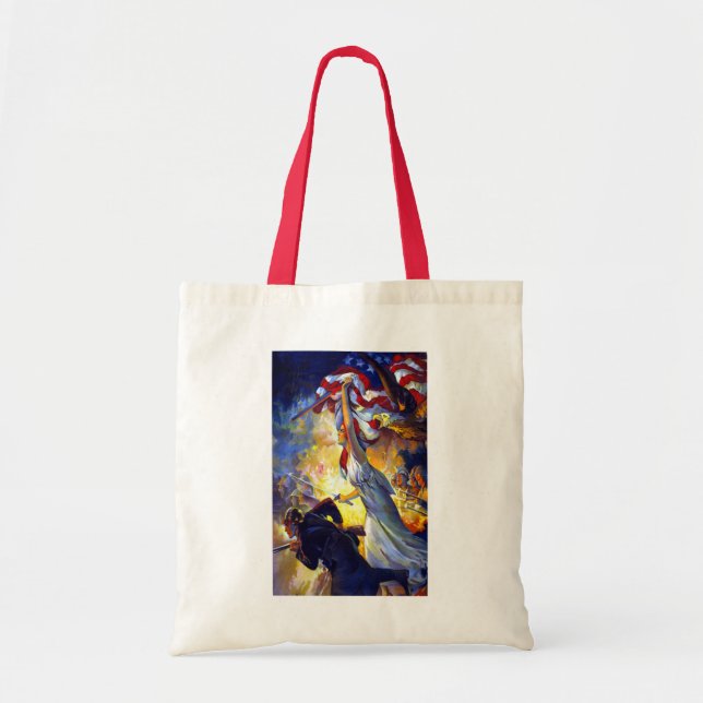 Vintage Patriotic Dam Liberty American Flagga Eagl Tygkasse (Framsidan)