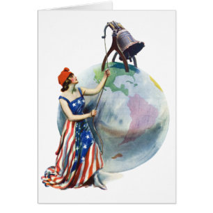 Vintage Patriotic Dam Liberty Magazine Cover Art Hälsningskort
