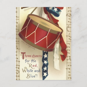 Vintage Patriotic Drum Vykort