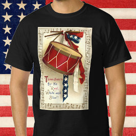 Vintage Patriotic, Drums med Musik noter T Shirt