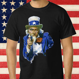 Vintage Patriotic farbror Sam med Star Hat och Gun T-shirt