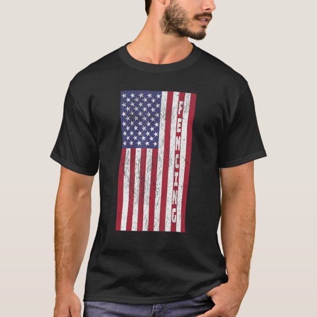 Vintage Patriotic Fening American Flagga Graphic T Shirt (Framsida)