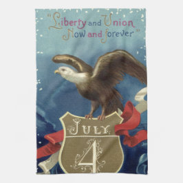 Vintage Patriotic Four från juli, Eagle with Stars Kökshandduk