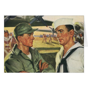 Vintage Patriotic Heroes, Militärt Manar i Uniform Hälsningskort
