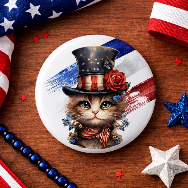 Vintage Patriotic Kitten Knapp (Skapare uppladdad)