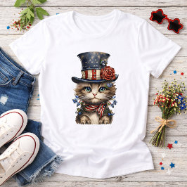 Vintage Patriotic Kitten T Shirt