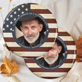 Vintage Patriotic Memorial American Flagga Photo Magnet