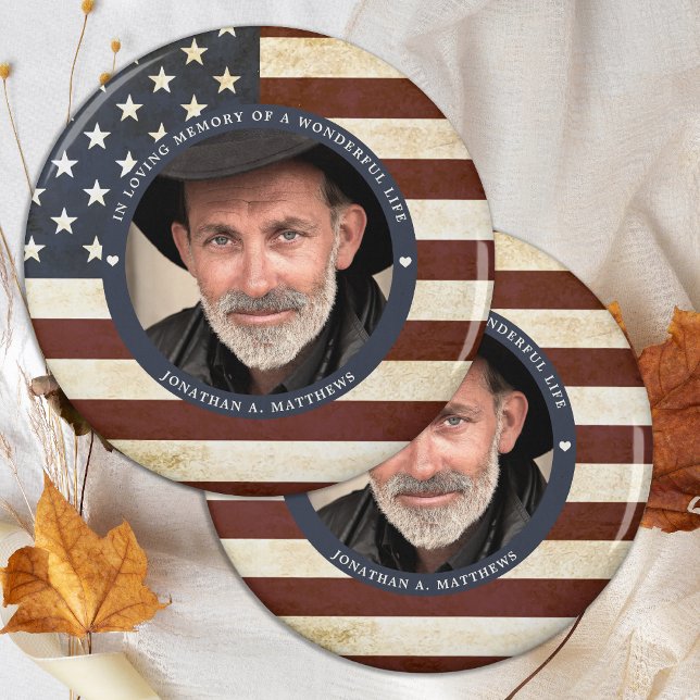 Vintage Patriotic Memorial American Flagga Photo Magnet (Skapare uppladdad)