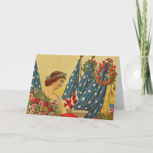Vintage Patriotic Memorial Day Kort (Framsida)