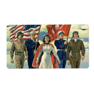 Vintage Patriotic, Proud Militär Personnel Heros Fraktsedel