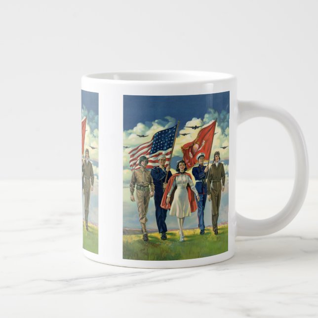 Vintage Patriotic, Proud Militär Personnel Heros Jumbo Mugg (Höger)