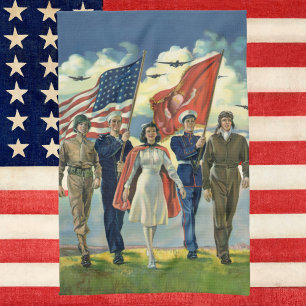 Vintage Patriotic, Proud Militär Personnel Heros Kökshandduk