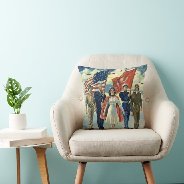 Vintage Patriotic, Proud Militär Personnel Heros Kudde (Stol)