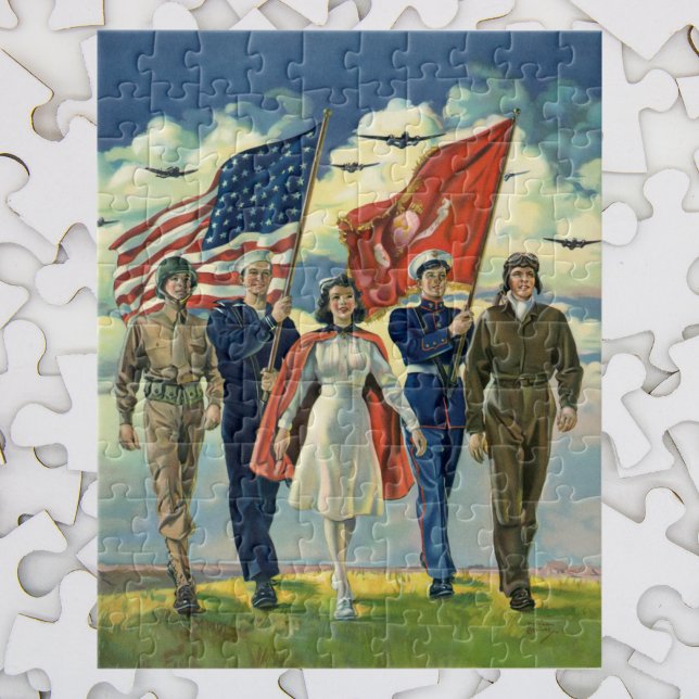 Vintage Patriotic, Proud Militär Personnel Heros Pussel (Skapare uppladdad)