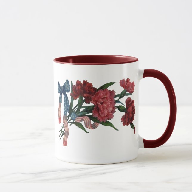 Vintage Patriotic Ribbon and Flowers Mugg (Höger)