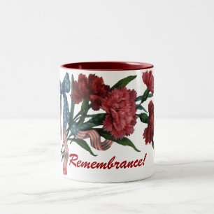 Vintage Patriotic Ribbon and Flowers Två-Tonad Mugg