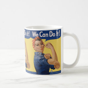 Vintage Patriotic Rosie Riveter, vi kan göra det! Kaffemugg