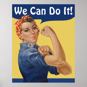 Vintage Patriotic Rosie Riveter, vi kan göra det! Poster