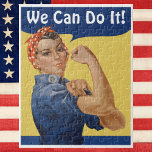Vintage Patriotic Rosie Riveter, vi kan göra det! Pussel<br><div class="desc">Enkel att anpassa pussel, lägg bara till din egen personliga text. Klicka igenom om du vill öppna verktyg för att ändra teckensnittet stil eller färg. Vintagen illustrerar patriotismens utformning med ett dam som sedan dess har blivit känt som Rosie the Riveter. "Vi kan göra det!" är ett amerikanskt Världskrig II-poster...</div>