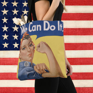 Vintage Patriotic Rosie Riveter, vi kan göra det! Tygkasse