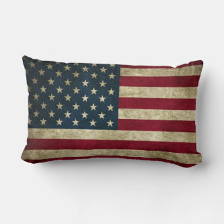 Vintage Patriotic Rustic Grunge USA American Flagg Lumbarkudde