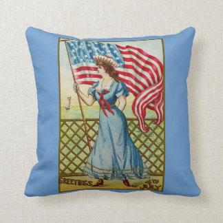 Vintage Patriotic Sailor Girl Pillow Kudde