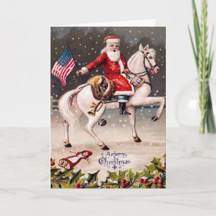 Vintage Patriotic Santa Helgkort