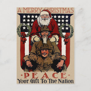 Vintage Patriotic Santa Vykort