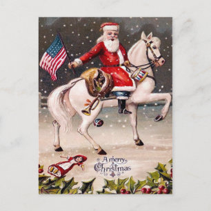 Vintage Patriotic Santa Vykort