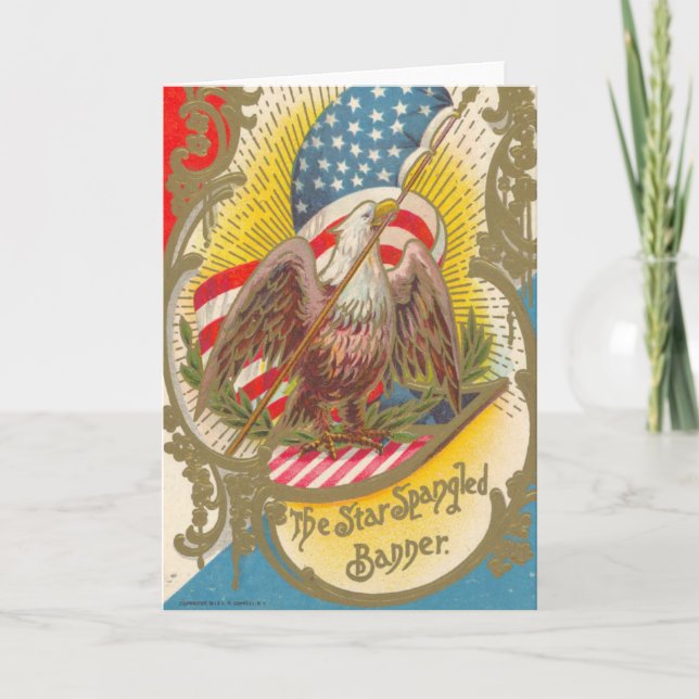 Vintage_Patriotic_Star Spangred Banner_Card Kort (Framsida)