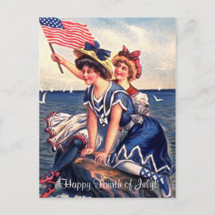 Vintage Patriotic Swimmers vykort