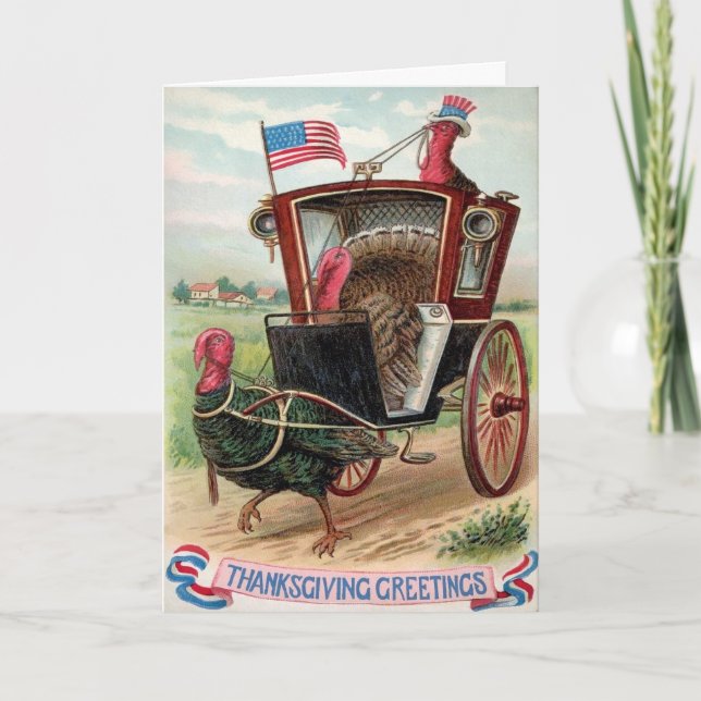 Vintage Patriotic Thanksgiving Card Helgkort (Framsida)