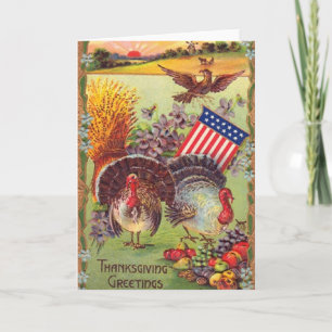 Vintage Patriotic Thanksgiving Greeting Card Helgkort