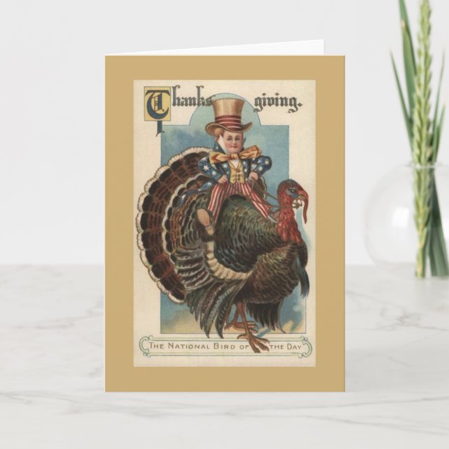 Vintage Patriotic Thanksgiving Greeting Card Helgkort (Framsida)