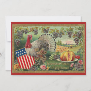 Vintage Patriotic Thanksgiving Hälsning Turkiet Kort