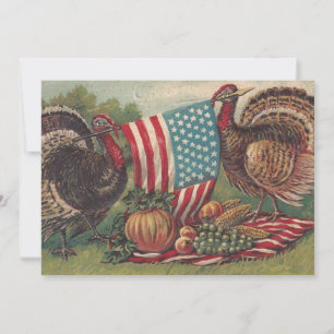 Vintage Patriotic Thanksgiving Hälsning Turkiet Kort