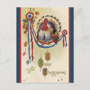 Vintage Patriotic Turkey Thanksgiving Vykort