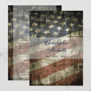 Vintage Patriotic US Flagga och Inbjudningar
