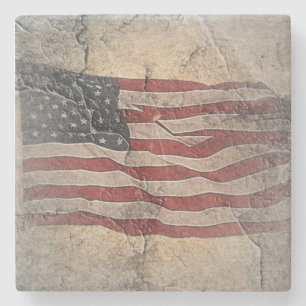 Vintage Patriotic USA flagga om stenmuren Stenunderlägg