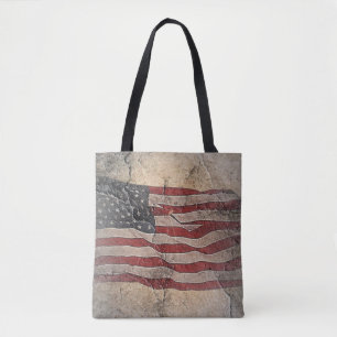 Vintage Patriotic USA flagga om stenmuren Tygkasse