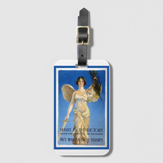 Vintage Patriotic Woman Angel, Buy Krig Bonds Bagagebricka (Framsida vertikal)