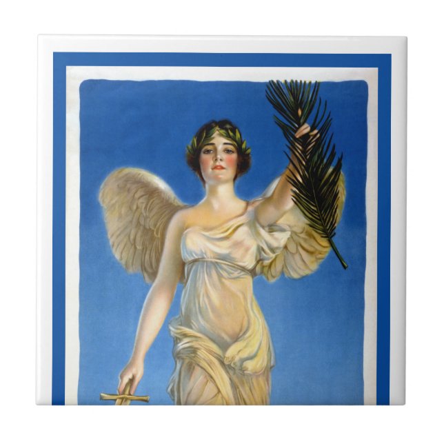 Vintage Patriotic Woman Angel, Buy Krig Bonds Kakelplatta (Framsidan)